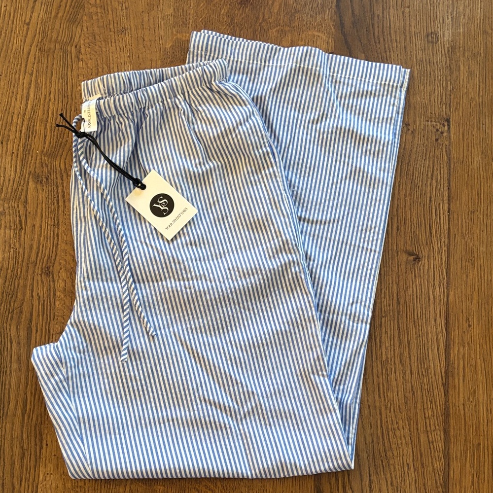 Your Stylist Says Blue & White Drawstring Beach Trouser